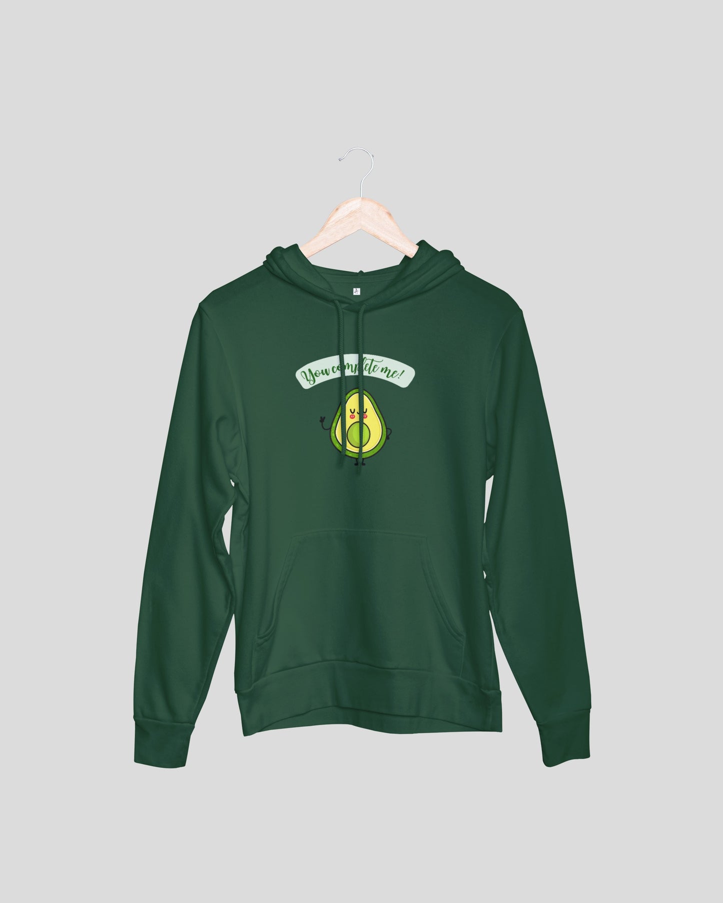 You Complete Me Avocado Couple Hoodies - Bottle Green and Lavender Oversized Fit Hoodies