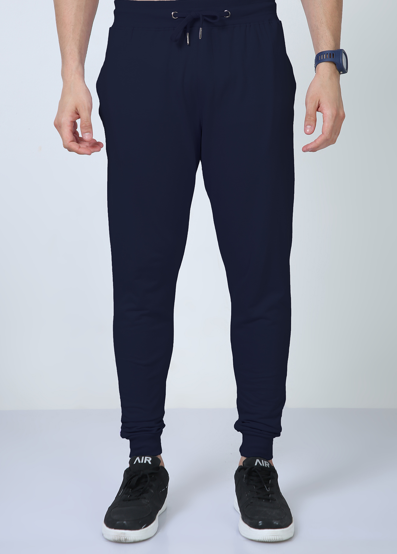 Navy Blue Solid Sweatshirt and Joggers Co-Ord Set for Men