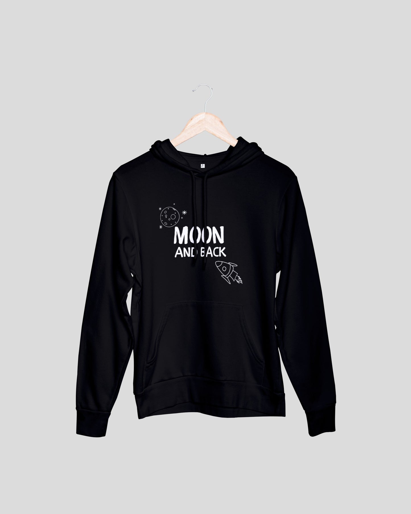 I Love You to the Moon and Back Couple Hoodies - Black Oversized Fit Hoodies