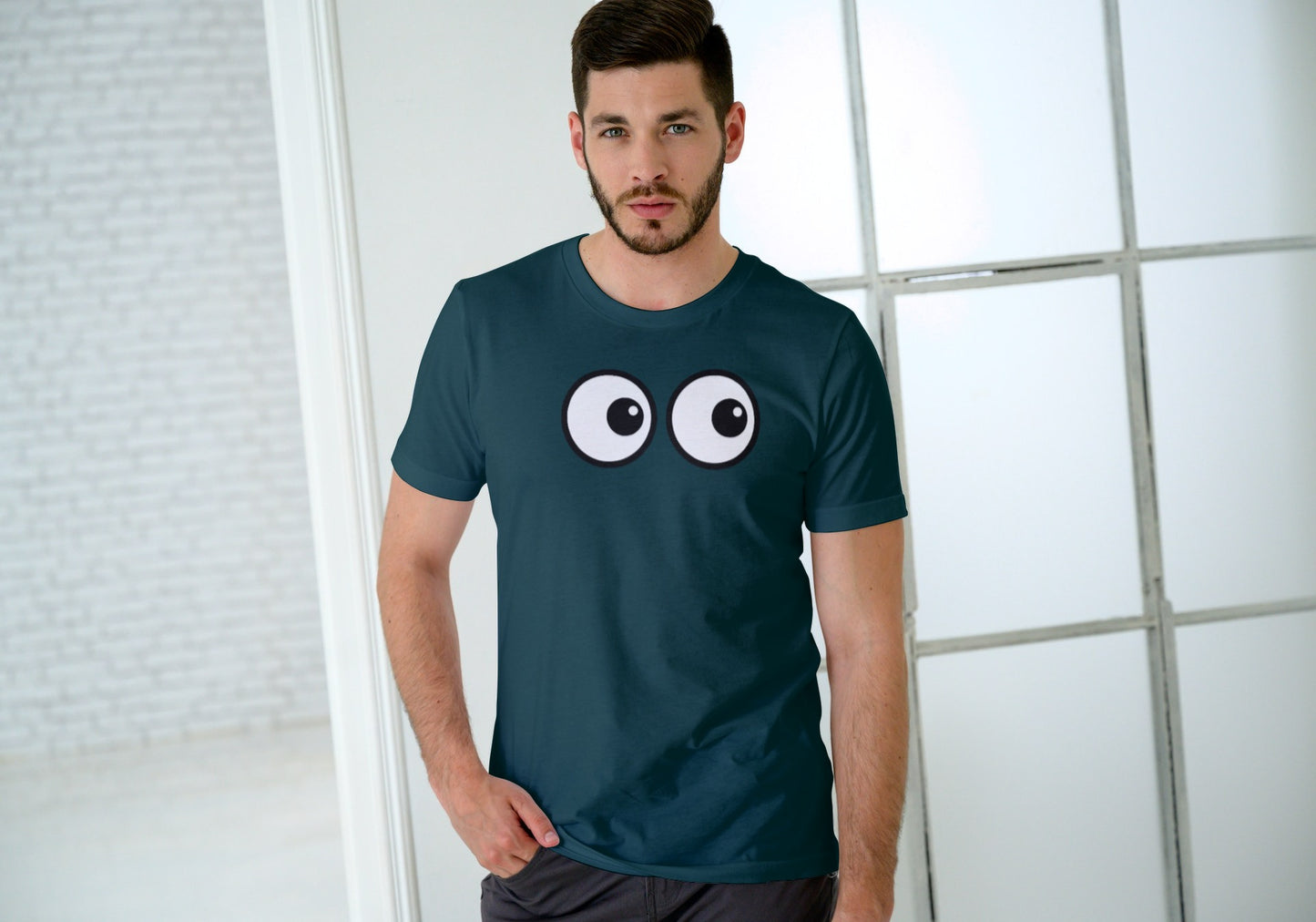 Round Eyes Petrol Blue Regular Fit Men’s T-Shirt
