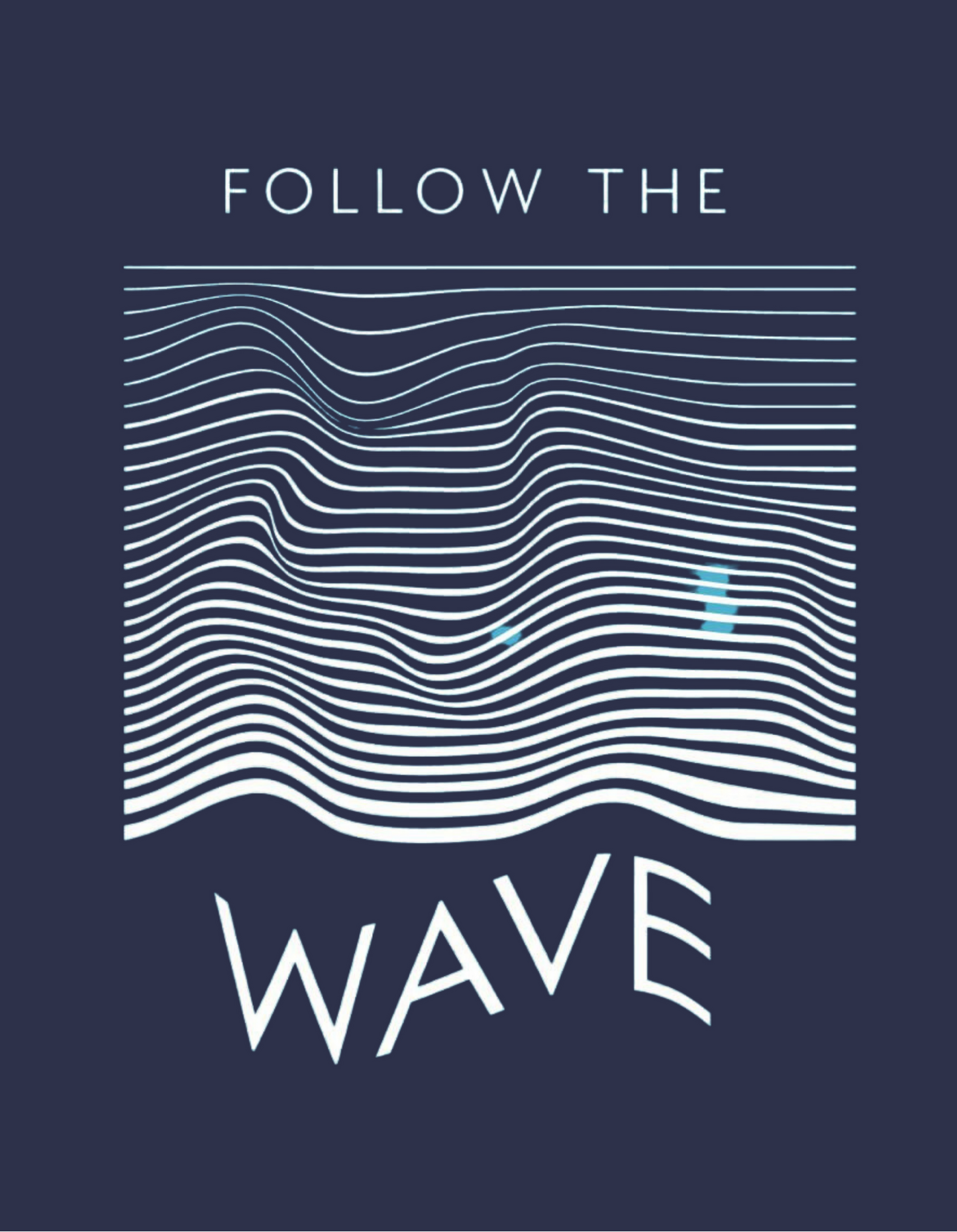 Follow the Wave Navy Blue Oversized Fit Unisex T-Shirt
