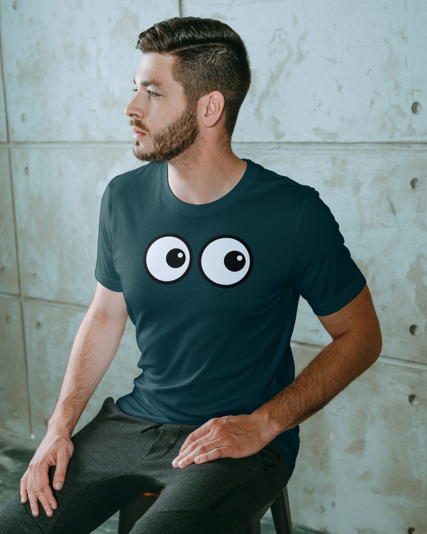 Round Eyes Petrol Blue Regular Fit Men’s T-Shirt