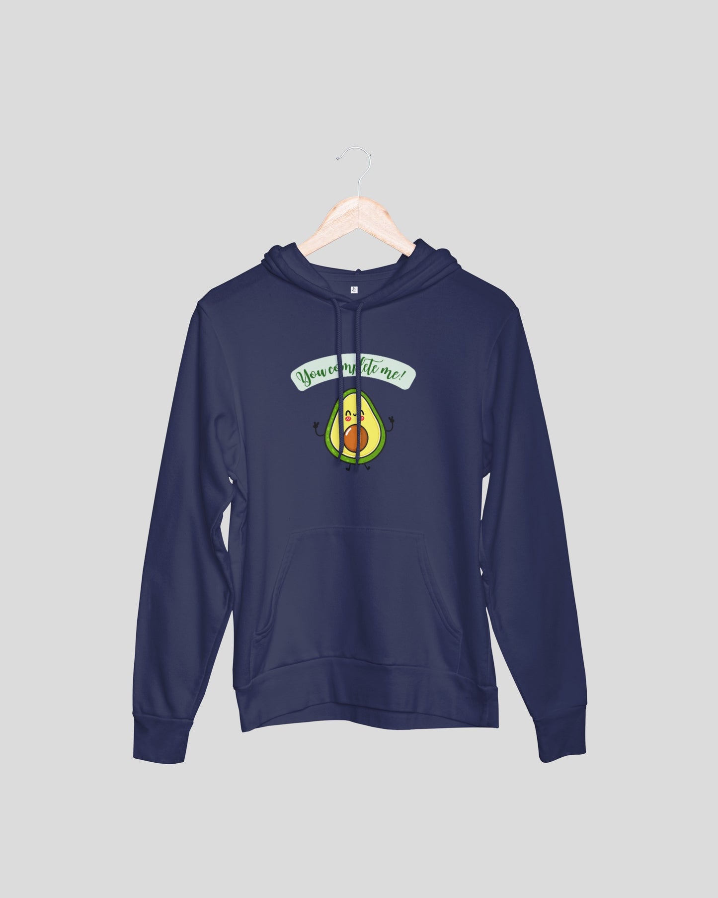 You Complete Me Avocado Couple Hoodies - Navy Blue and Light Pink Oversized Fit Hoodies