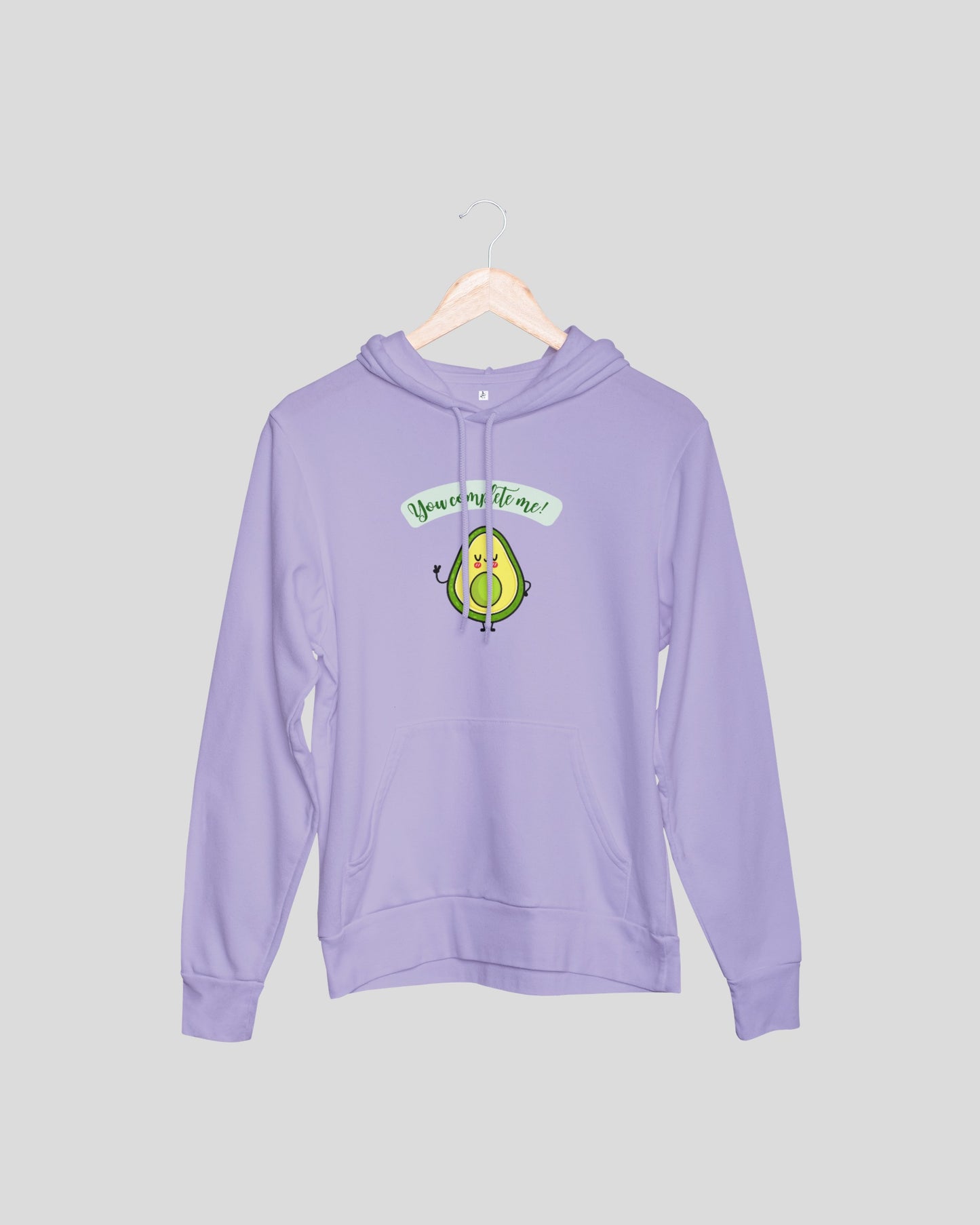 You Complete Me Avocado Couple Hoodies - Bottle Green and Lavender Oversized Fit Hoodies