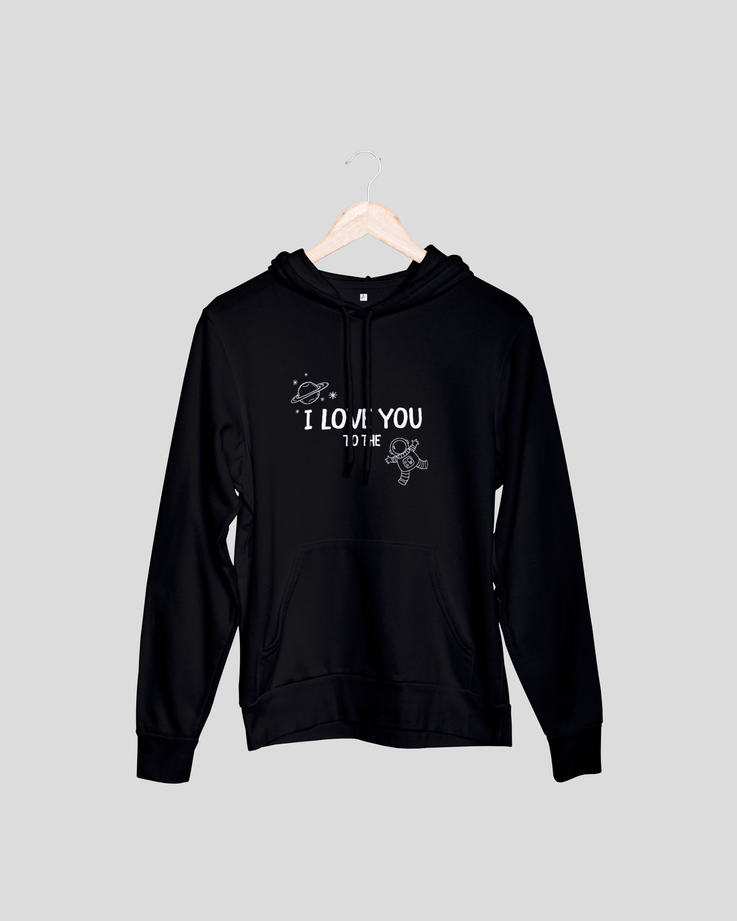 I Love You to the Moon and Back Couple Hoodies - Black Oversized Fit Hoodies