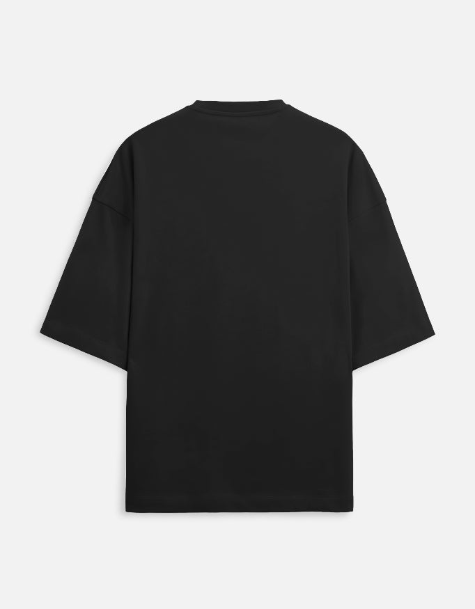 Black Oversized French Terry Cotton T-Shirt