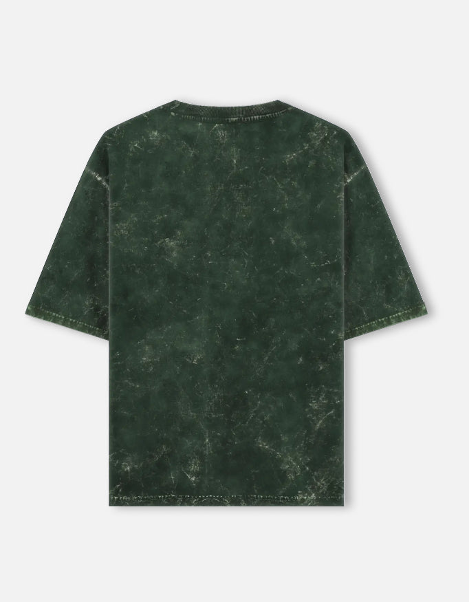 Bottle Green Oversized Acid Wash T-shirt