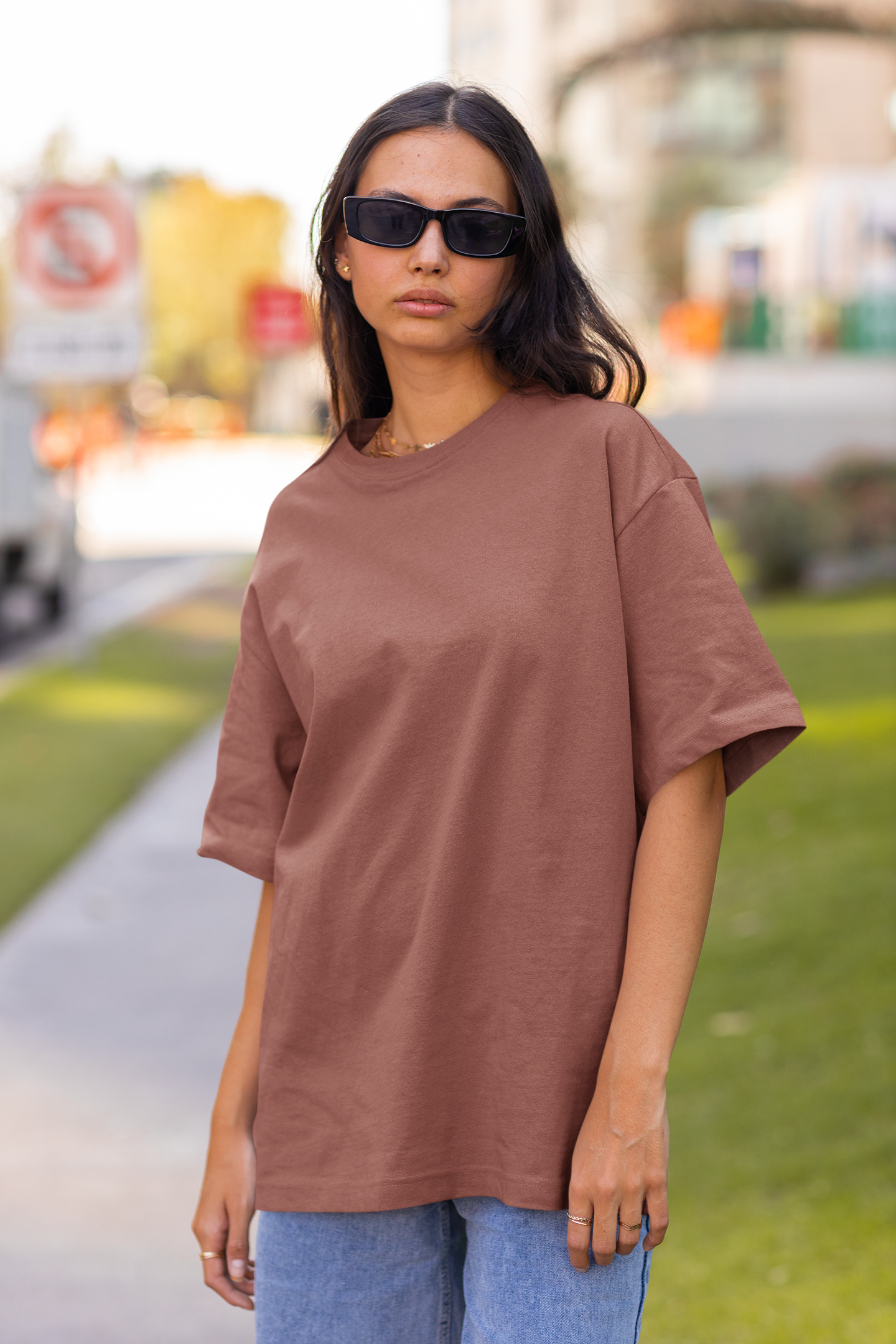 Coral Brown Oversized Fit Unisex T-Shirt - Main Image