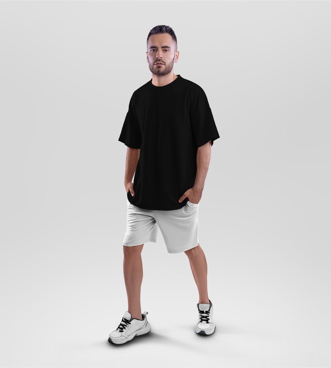 Black Terry Oversized T-shirt and White Terry Shorts