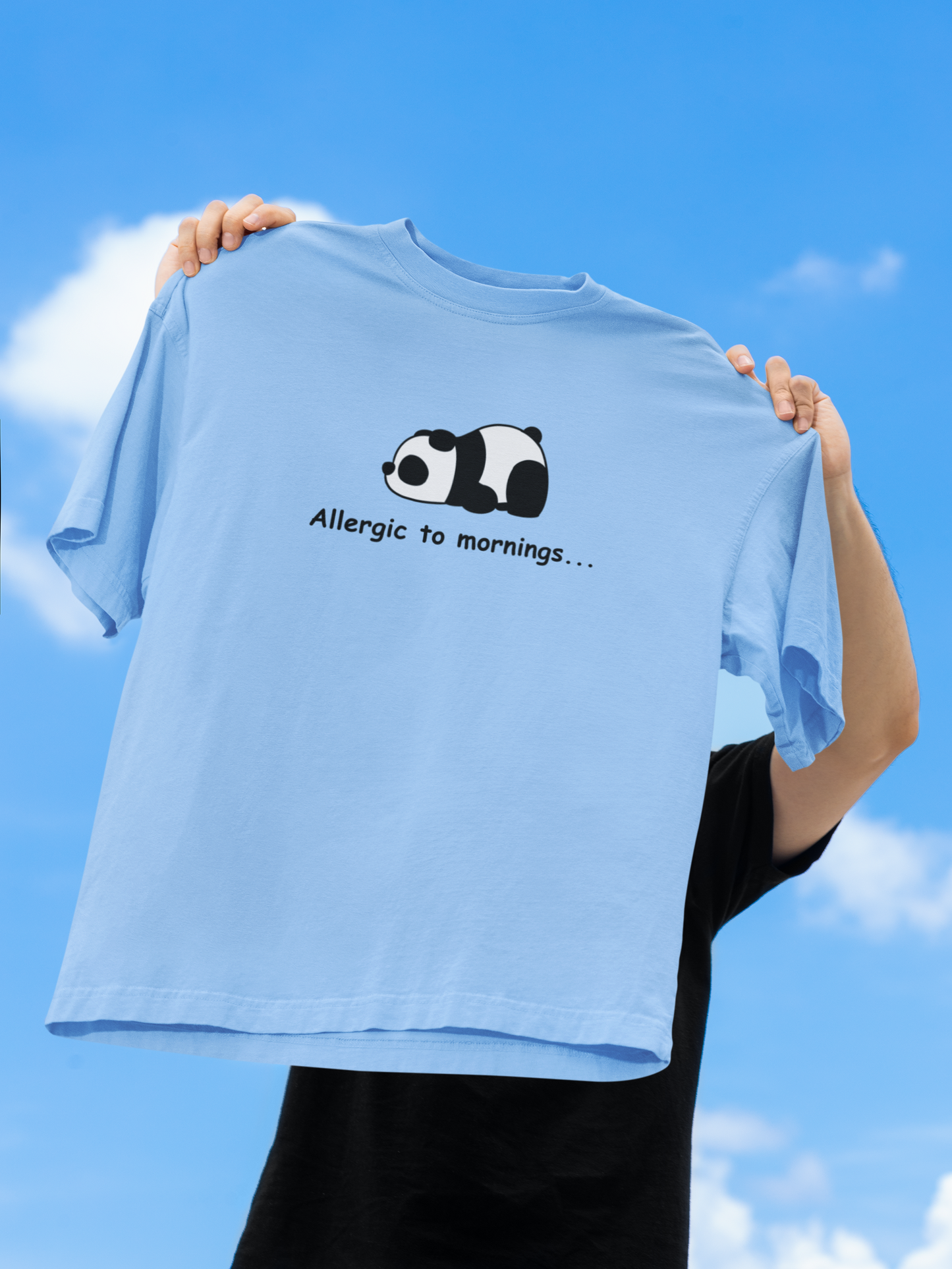 Allergic to mornings Baby Blue Oversized Fit Unisex T-Shirt