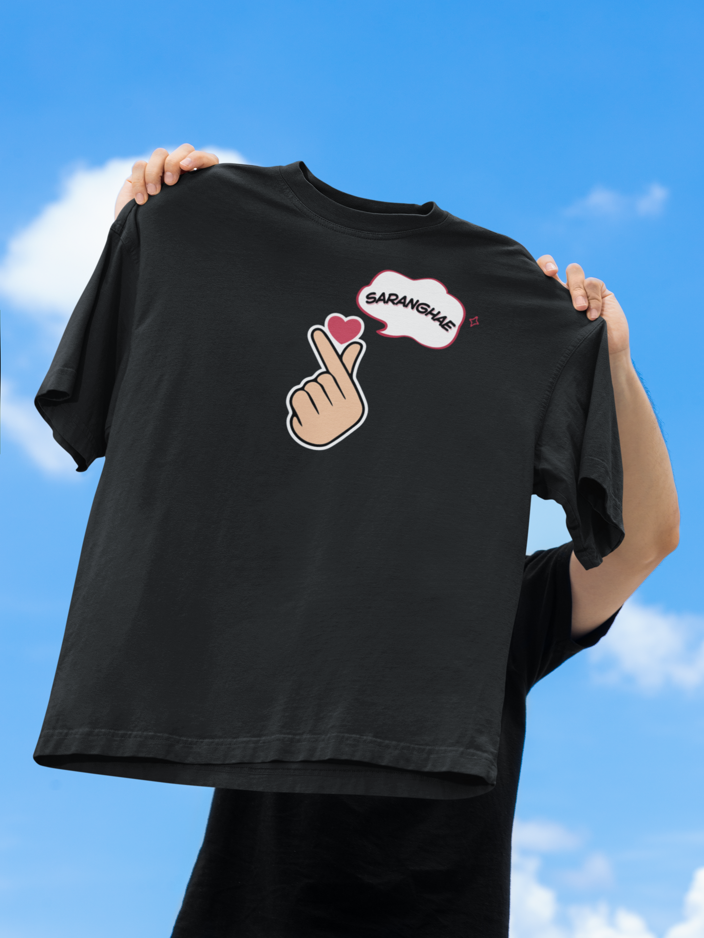 Saranghae Black Oversized Fit Unisex T-Shirt