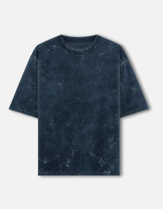 Navy Blue Oversized Acid Wash T-shirt