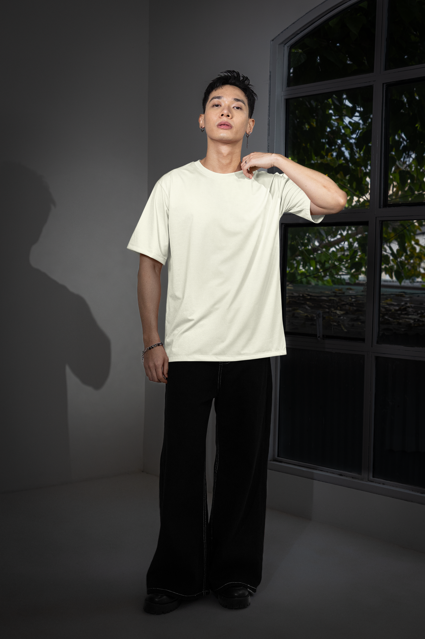 Off White Oversized Fit Unisex T-Shirt