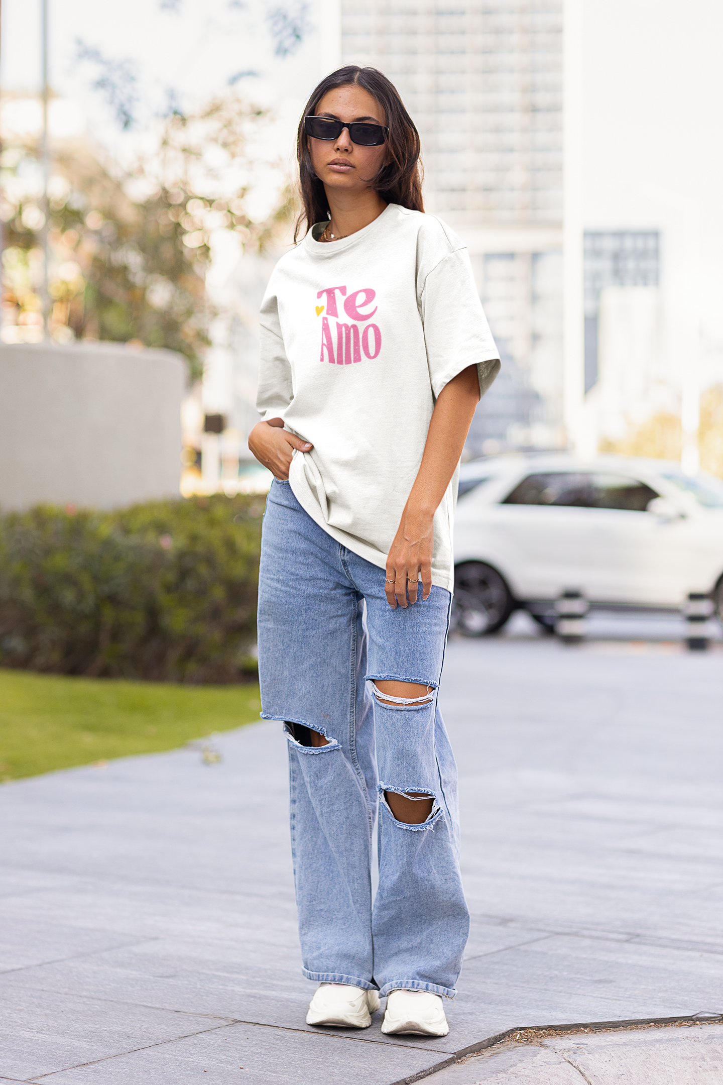 Te Amo White Oversized Fit Unisex T-Shirt