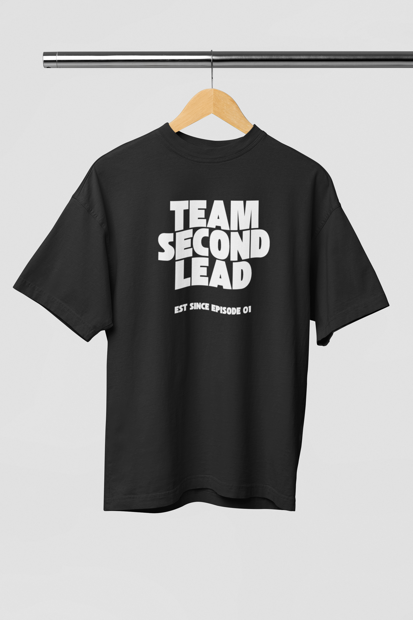Team Second Lead Black Oversized Fit Unisex T-Shirt