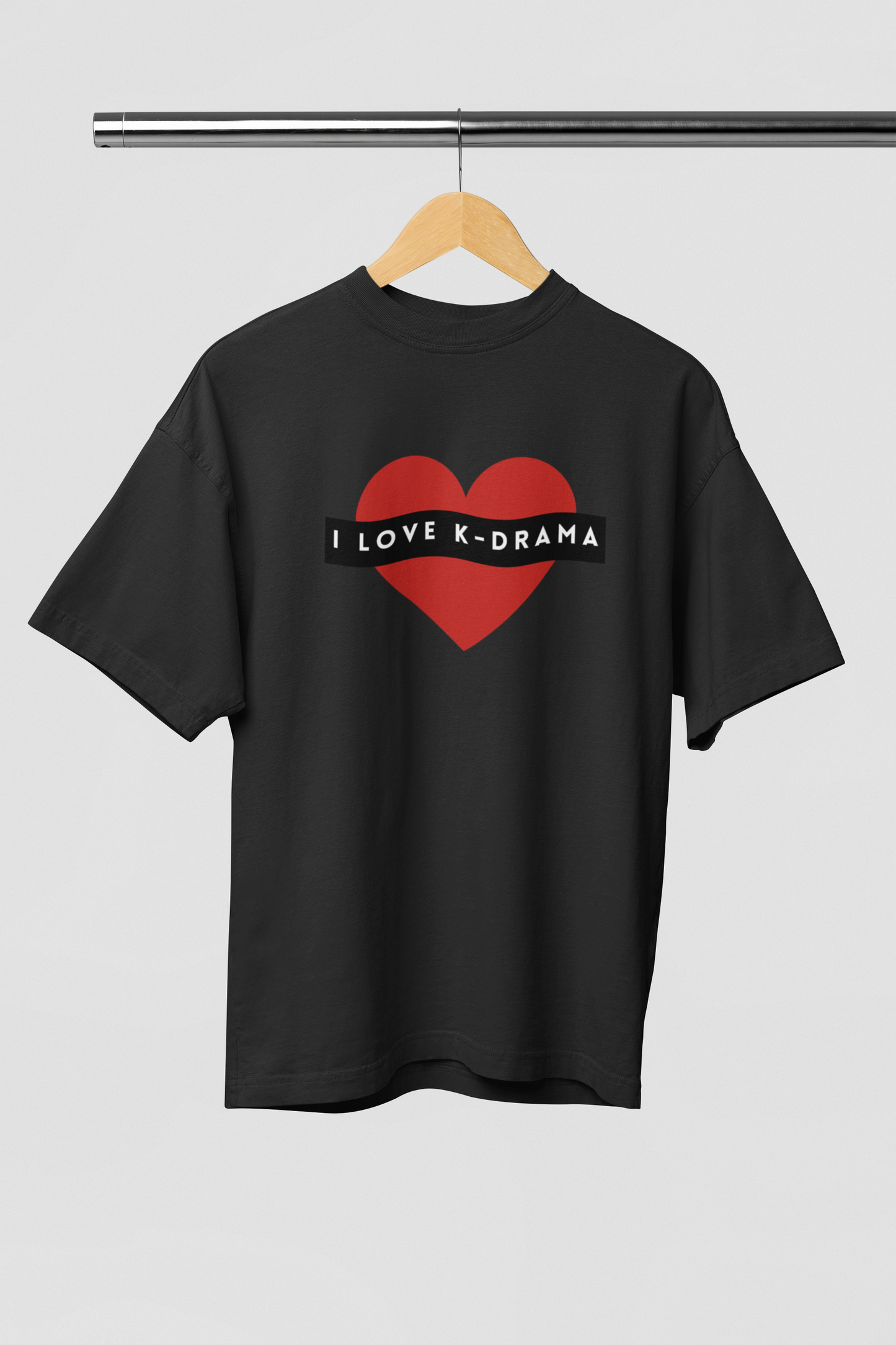 I love K-Drama Black Oversized Fit Unisex T-Shirt
