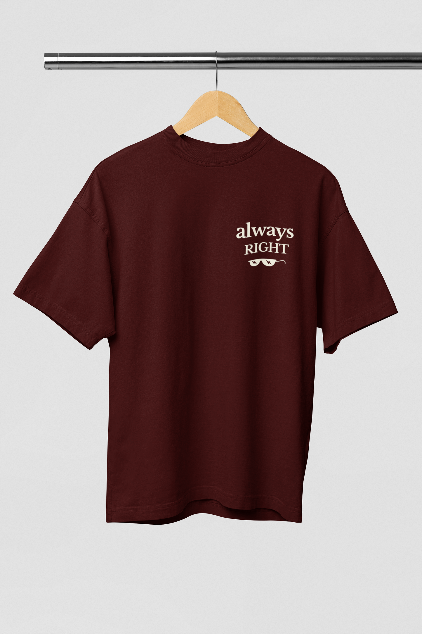 Right/Wrong Combo - Maroon/Off White Oversized Fit Unisex T-Shirt