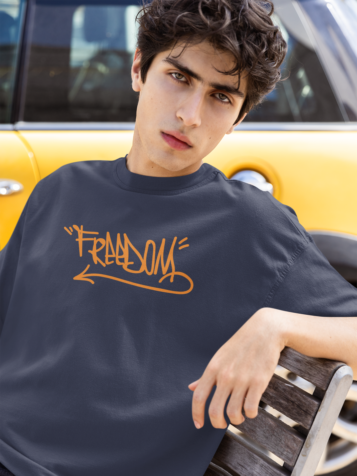 Freedom Navy Blue Oversized Fit Unisex T-Shirt