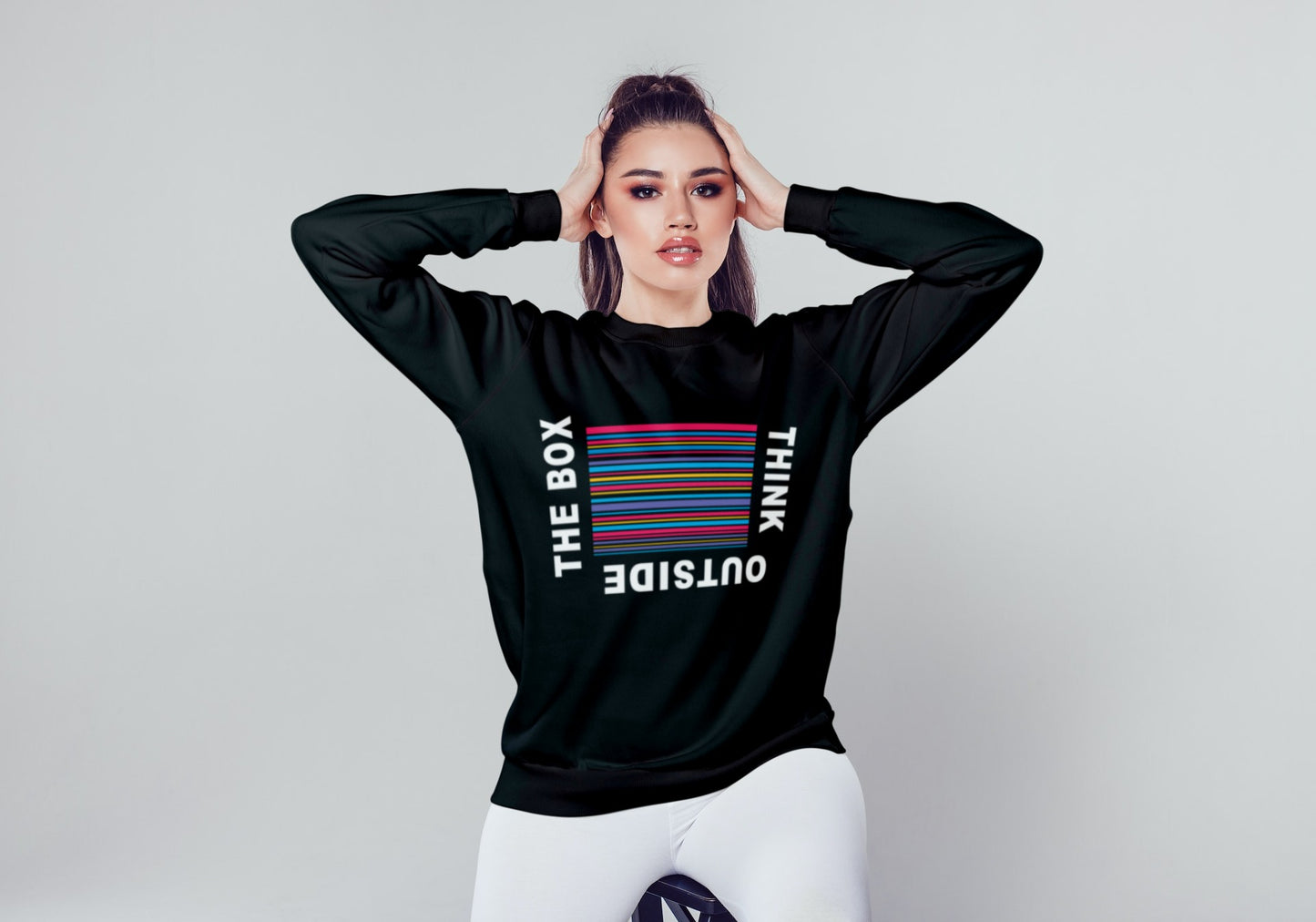 Think Outside the Box Black Sweatshirt for Women