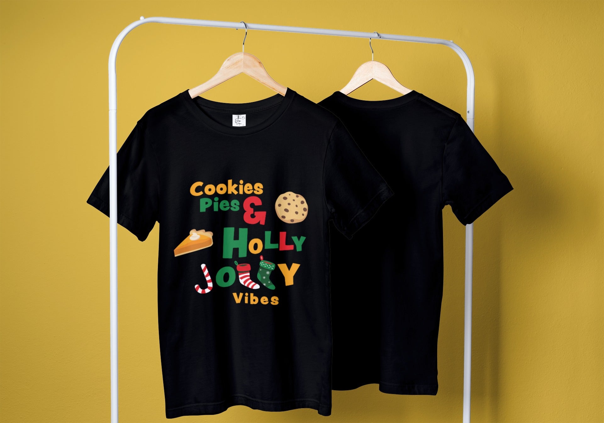 Holly Jolly Vibes Black Oversized T Shirt