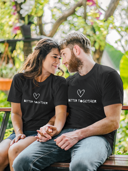 Better Together Couple T-shirts - Black Oversized Fit Unisex T-Shirt