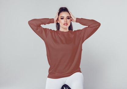 Coral Brown Solid Unisex Sweatshirt