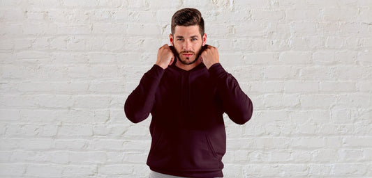 Maroon Solid Hooded Sweatshirt for Men