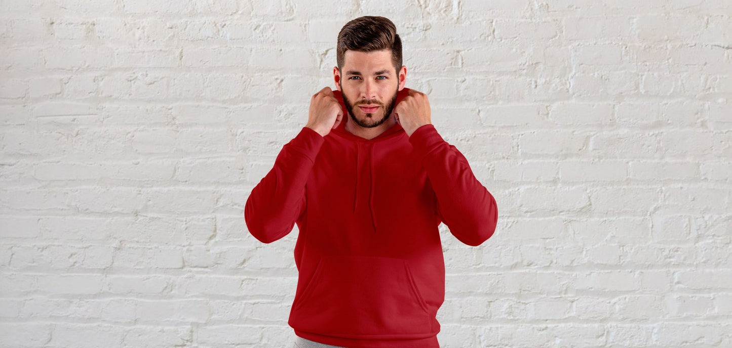 Red Solid Hooded Sweatshirt for Men