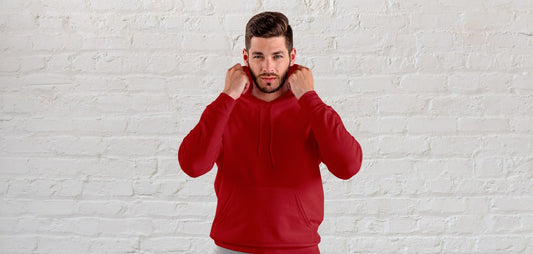 Red Solid Hooded Sweatshirt for Men