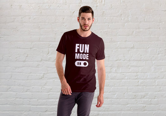 Fun Mode On Maroon Regular Fit Men’s T-Shirt