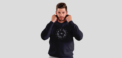 Sun Eye Black Hooded Sweatshirt for Men