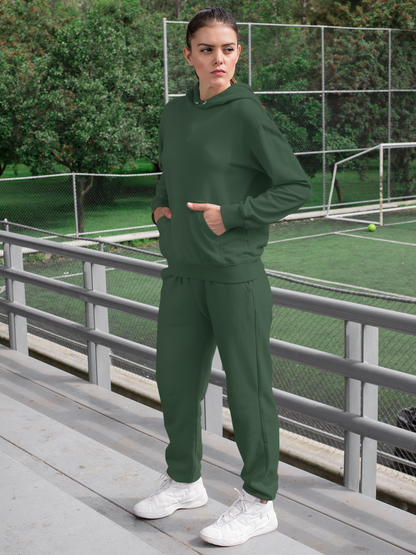 Bottle Green Solid Co-Ord Set for Women