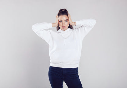 White Solid Unisex Hooded Sweatshirt