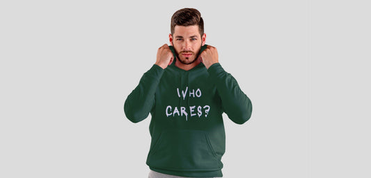 Who Cares Bottle Green Hooded Sweatshirt for Men