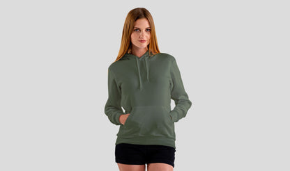 Olive Green Solid Unisex Hooded Sweatshirt