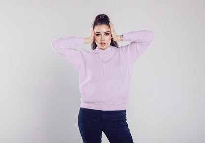 Light Pink Solid Unisex Hooded Sweatshirt