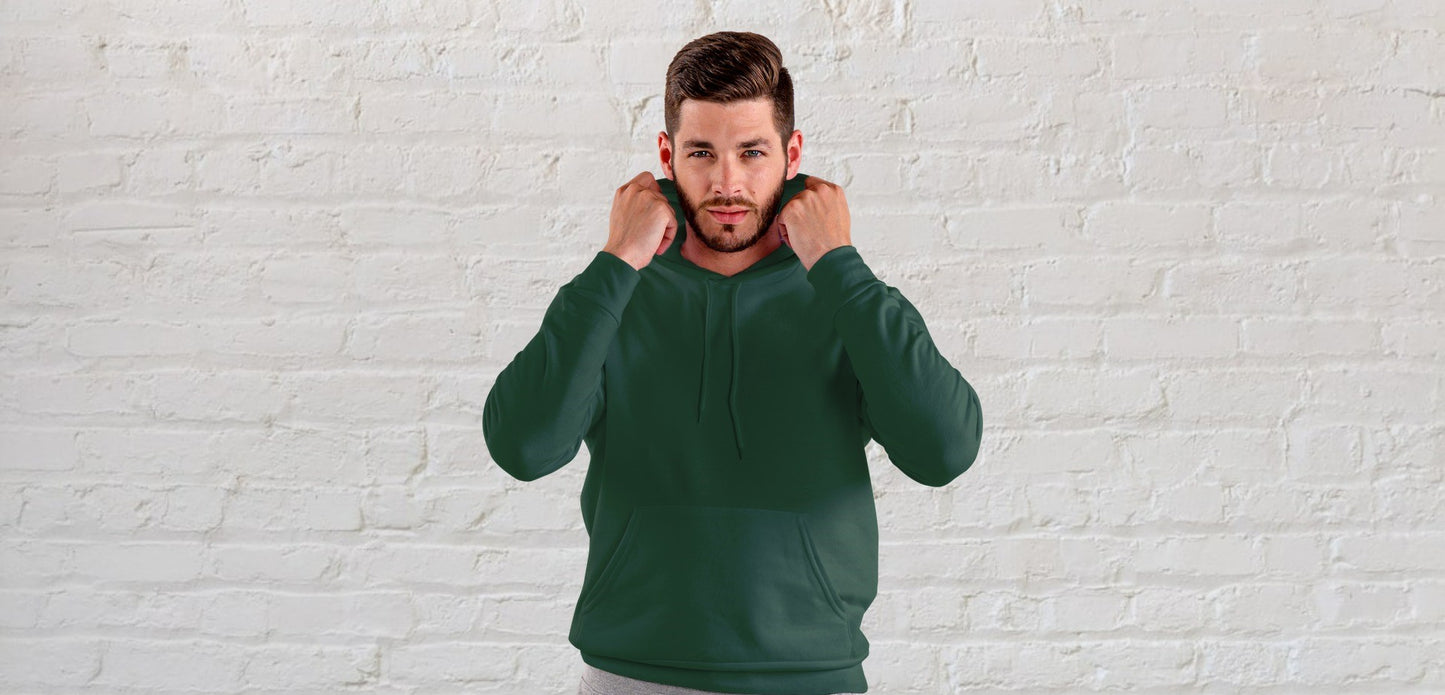 Bottle Green Solid Unisex Hooded Sweatshirt