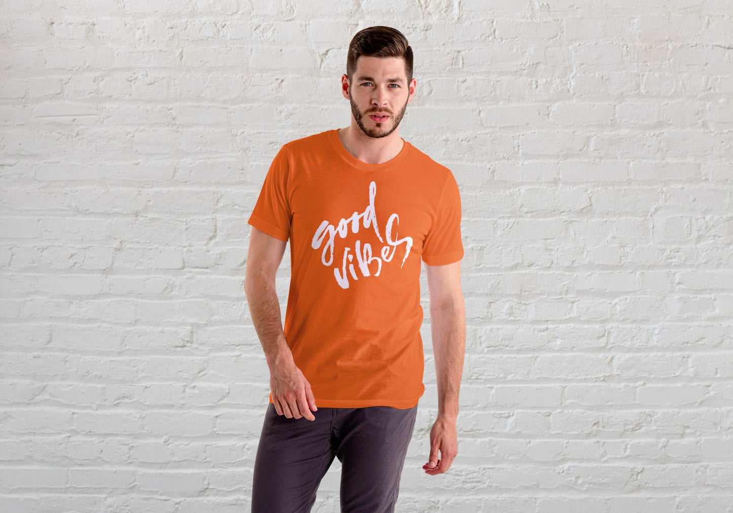 Good Vibes Orange Regular Fit Men’s T-Shirt