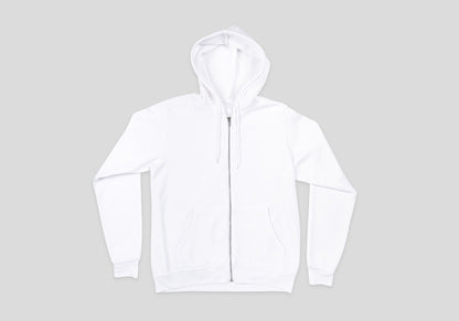 White Heavyweight Fleece Zip Hoodie