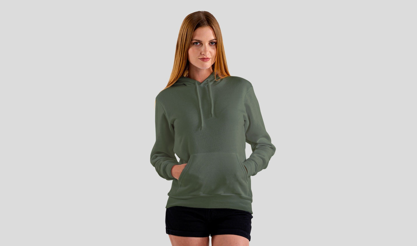 Olive Green Solid Hooded Sweatshirt for Women