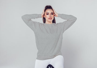 Grey Melange Solid Unisex Sweatshirt