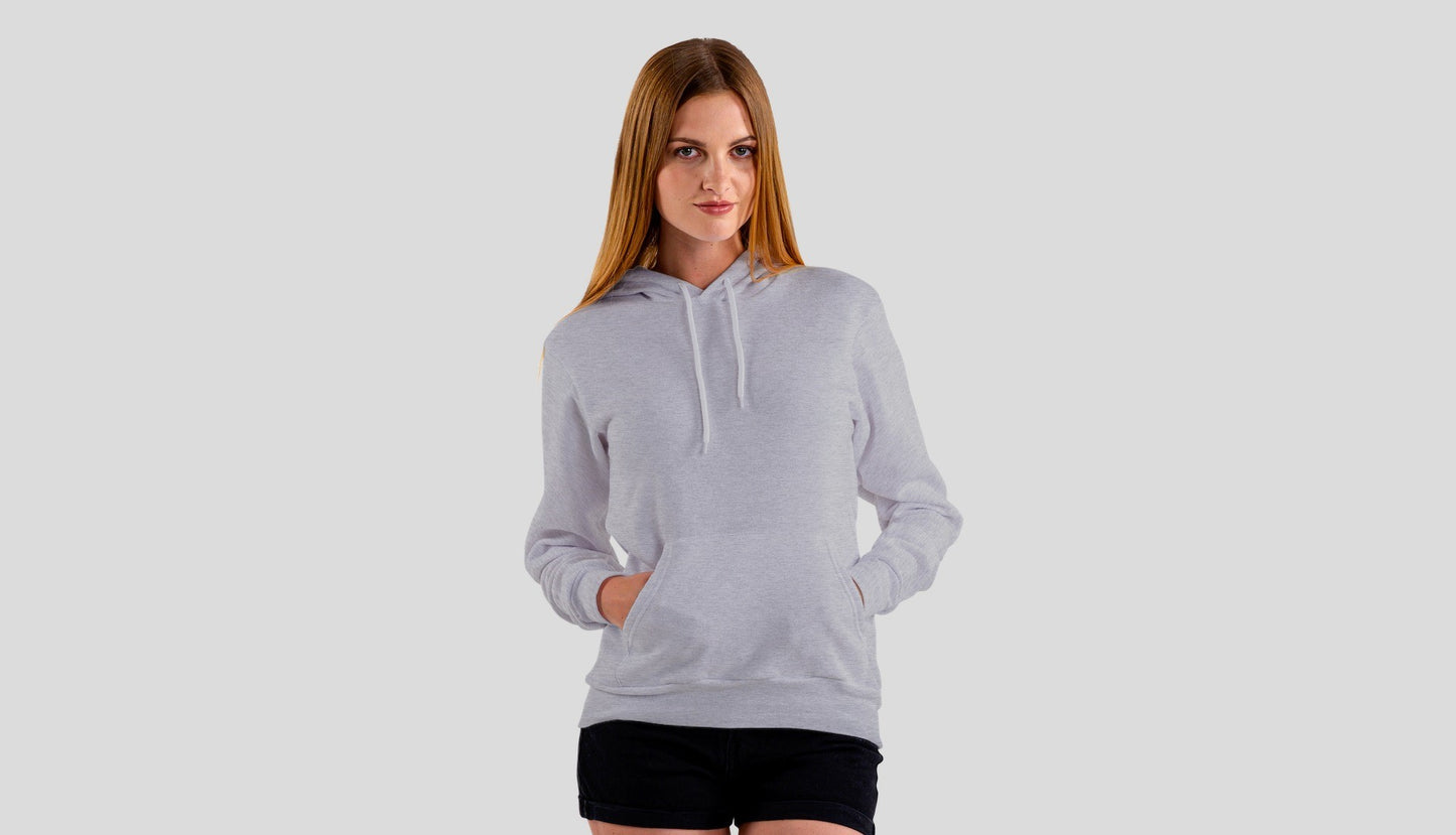 Grey Melange Solid Hooded Sweatshirt for Women