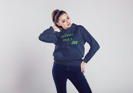 Choose Only Joy Navy Blue Hooded Sweatshirt for Women