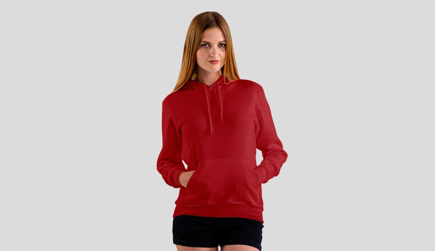 Red Solid Unisex Hooded Sweatshirt