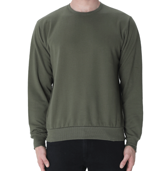 Olive Green Solid Unisex Sweatshirt