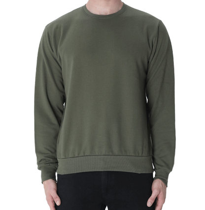 Olive Green Solid Unisex Sweatshirt