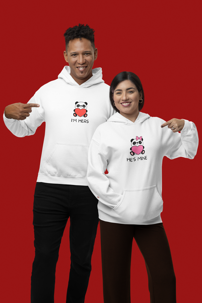 Cute Love Panda Couple Hoodies - White Oversized Fit Hoodies