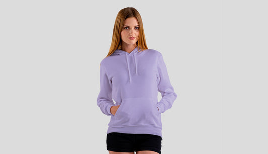 Lavender Solid Hooded Sweatshirt for Women