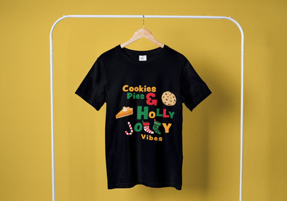 Holly Jolly Vibes Black Oversized T-Shirt