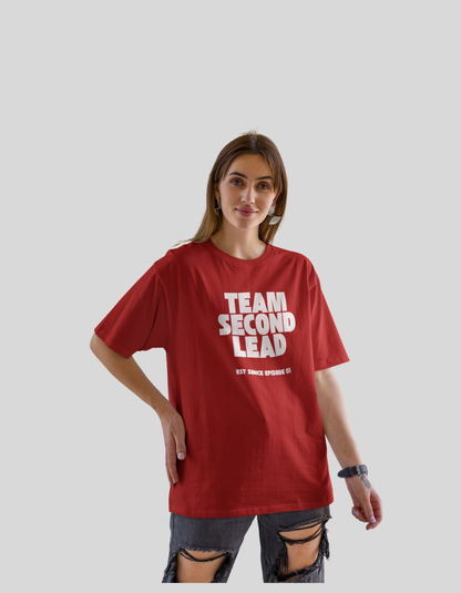 Team Second Lead Red Oversized Fit Unisex T-Shirt